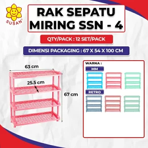 Angled Shoes Rack 4 Tier